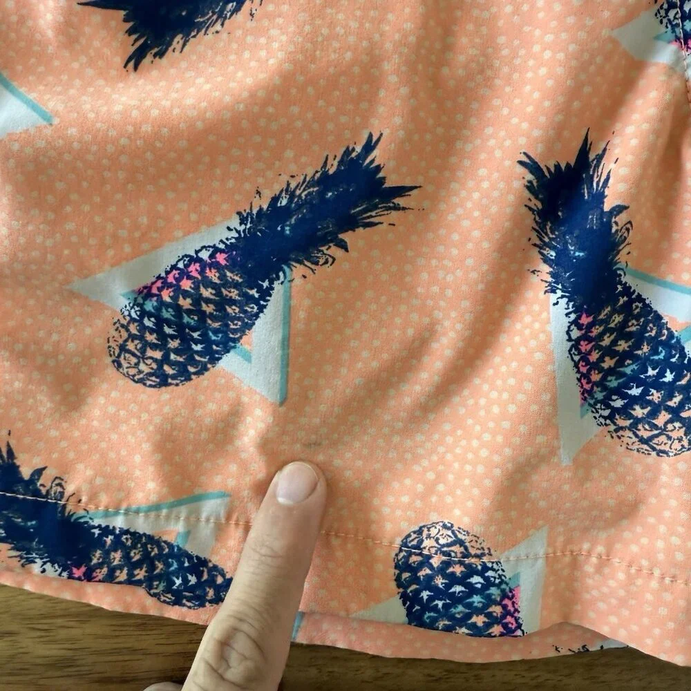 Chubbies Swim Shorts‎ Mens Small Orange Blue Pineapple Print Swimwear Trunks